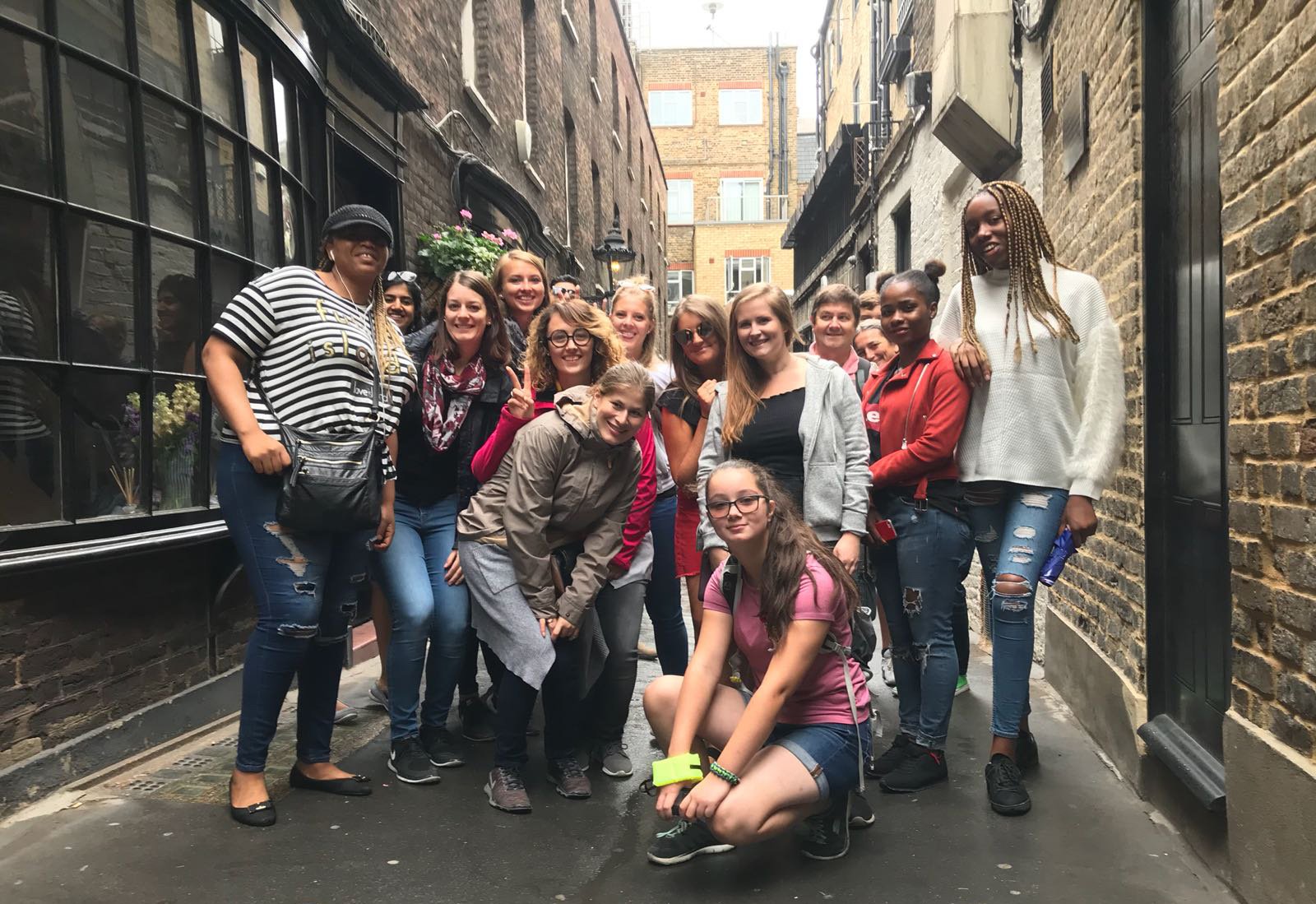 An SYC tour group exploring the London street that inspired Knockturn Alley
