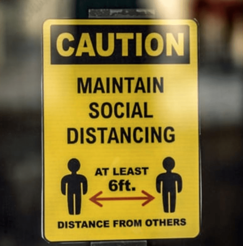 Distancing tape to keep people apart