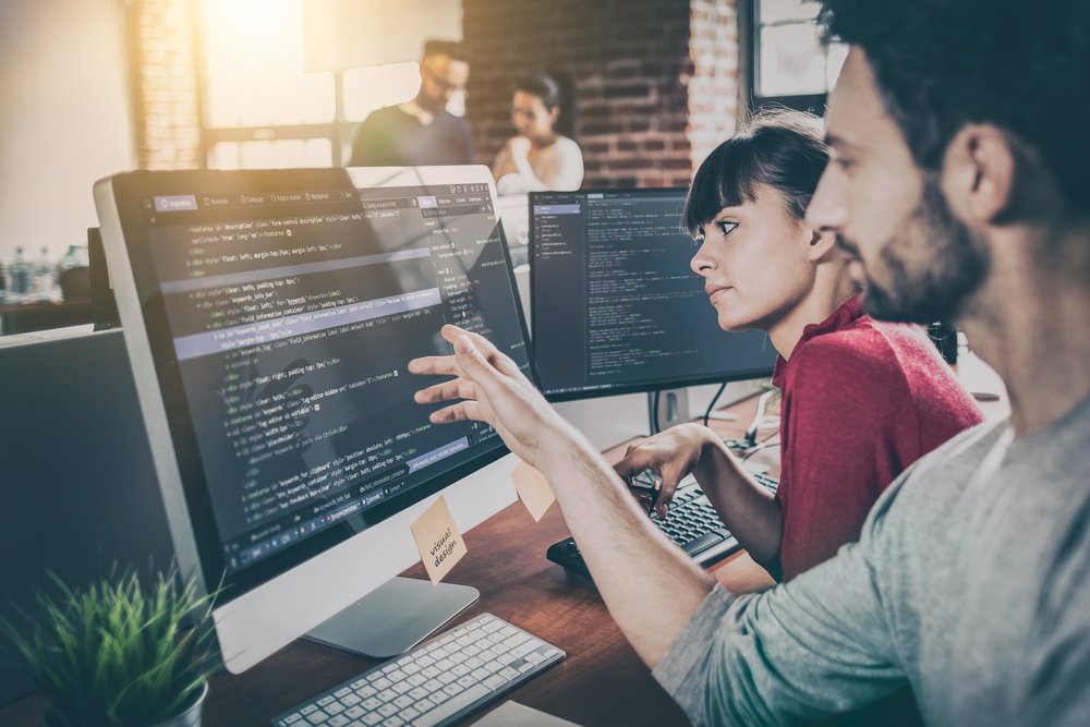 Colleagues working on open source software