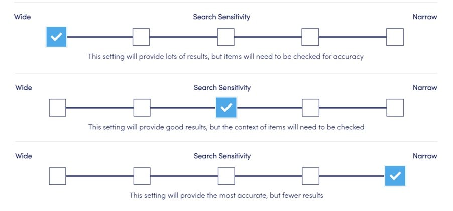 Search sensitivity